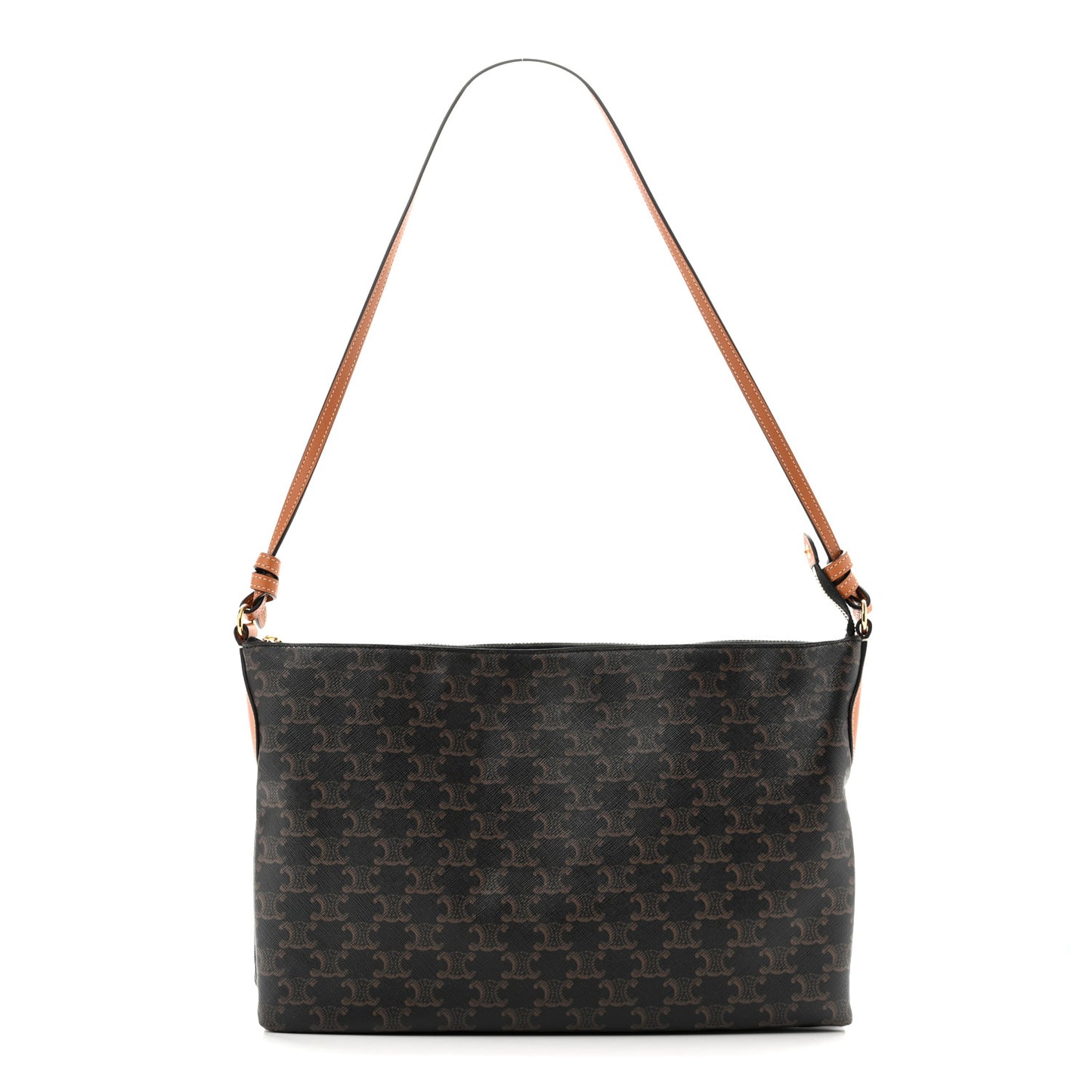Triomphe Canvas Duo Zipped Shoulder Bag Tan