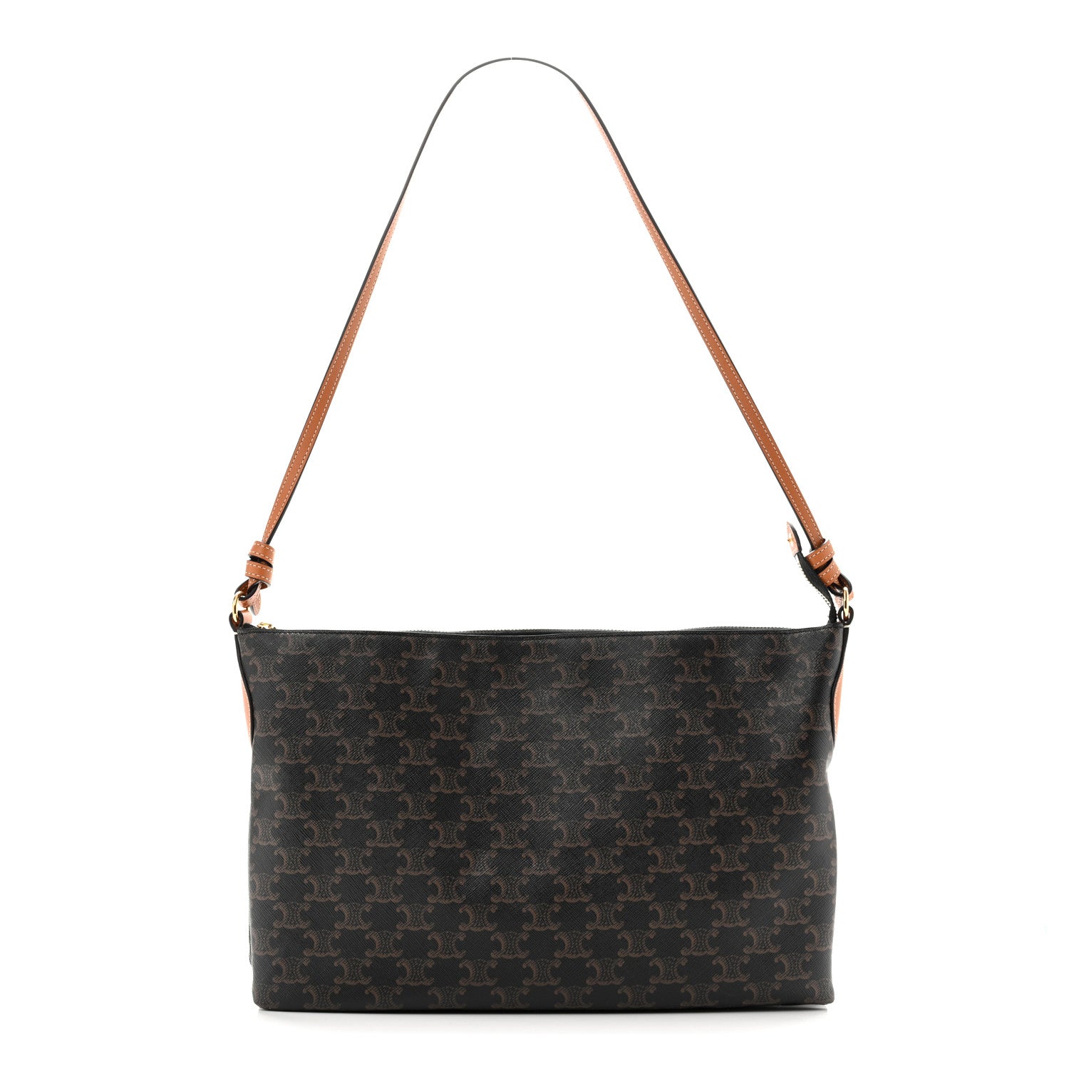 Celine Triomphe Canvas Duo Zipped Shoulder Bag Tan 1 of 13