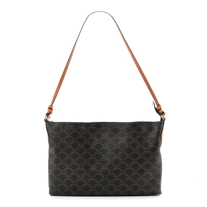 Celine Triomphe Canvas Duo Zipped Shoulder Bag Tan 1 of 13