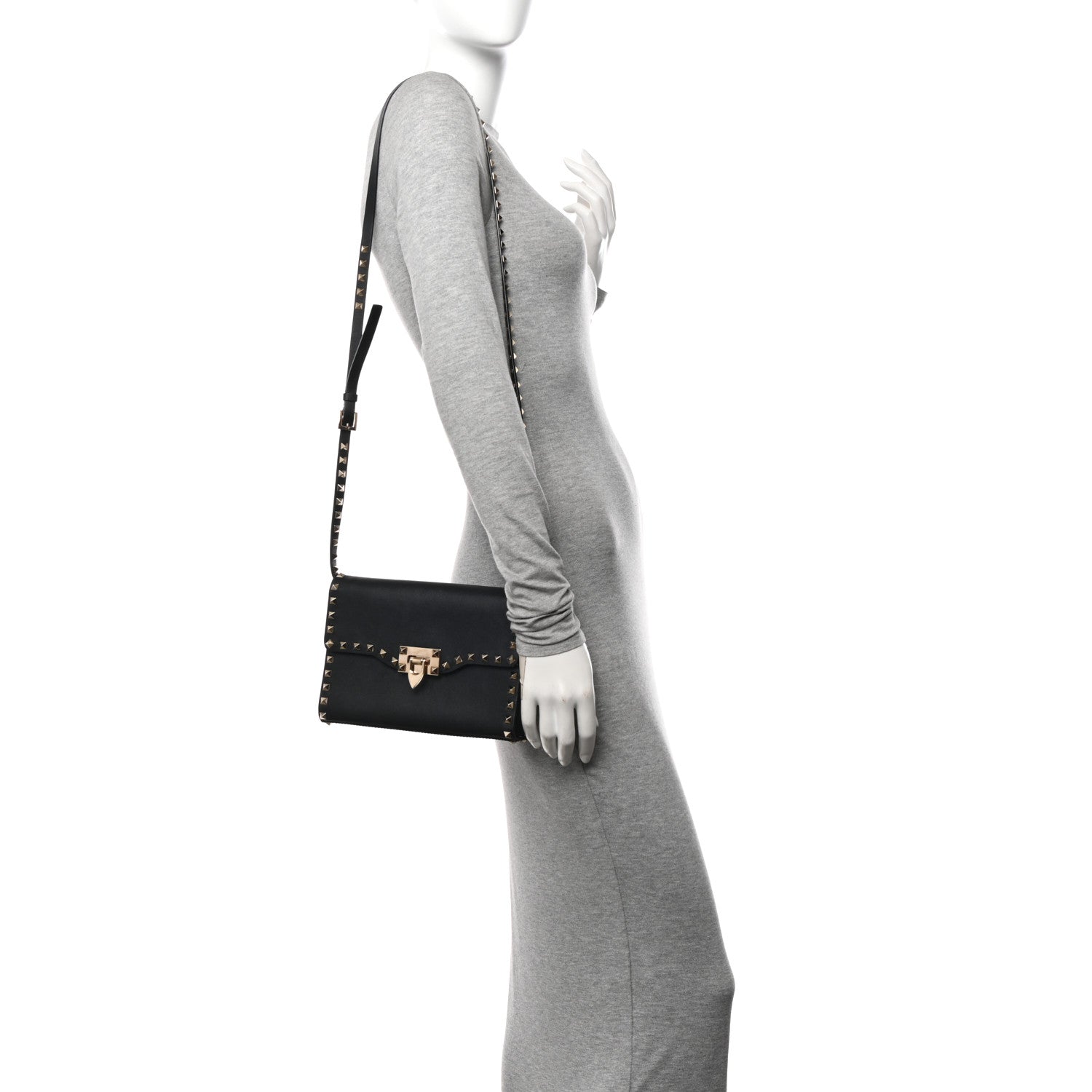 Valentino Garavani Vitello Medium Rockstud Flip Lock Crossbody Bag Black 2 of 9
