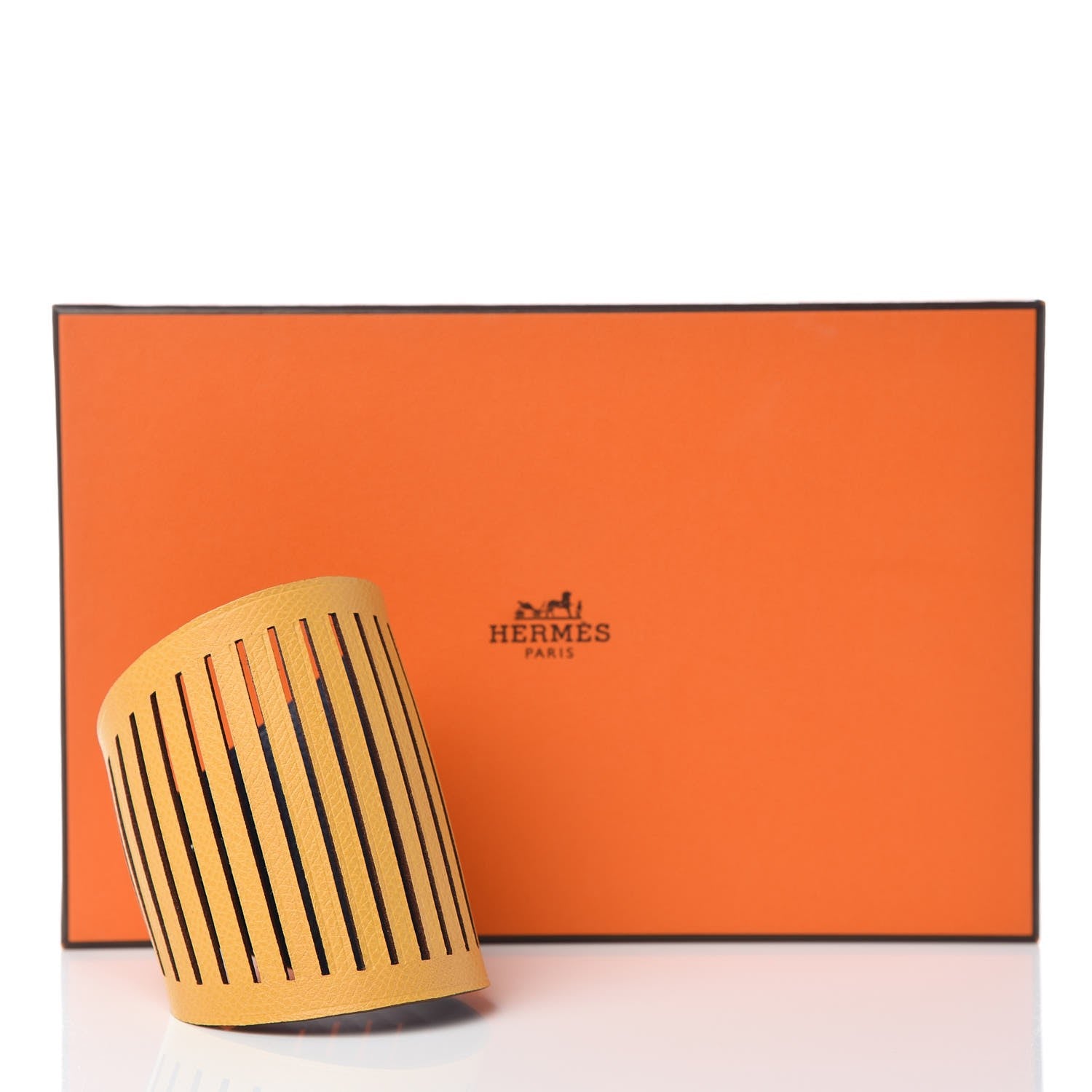 Hermes Epsom Petit H Ajoure Reversible Cuff Jaune D'Or Bleu De Malte 8 of 8