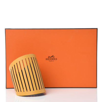 Hermes Epsom Petit H Ajoure Reversible Cuff Jaune D'Or Bleu De Malte 8 of 8