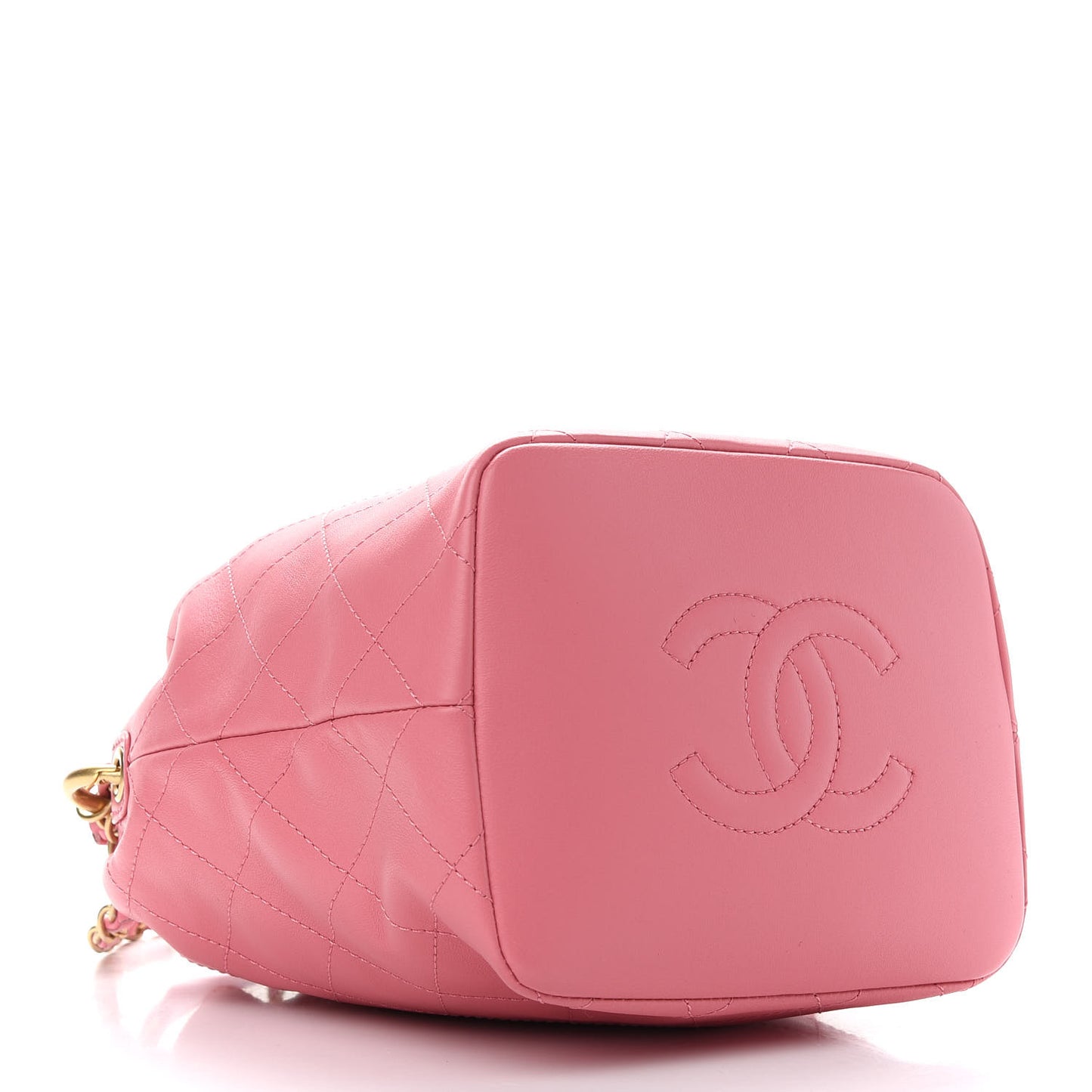 Lambskin Quilted Antique Signs Drawstring Bag Pink
