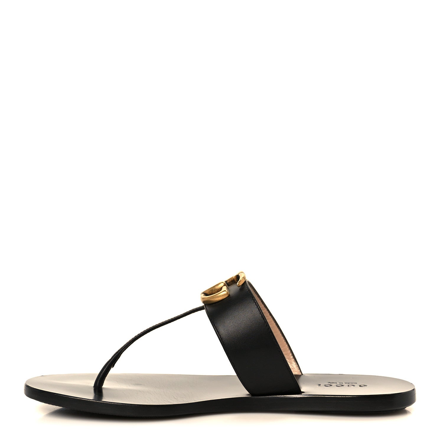 Gucci Calfskin GG Marmont Thong Sandals 36 Black 1 of 10