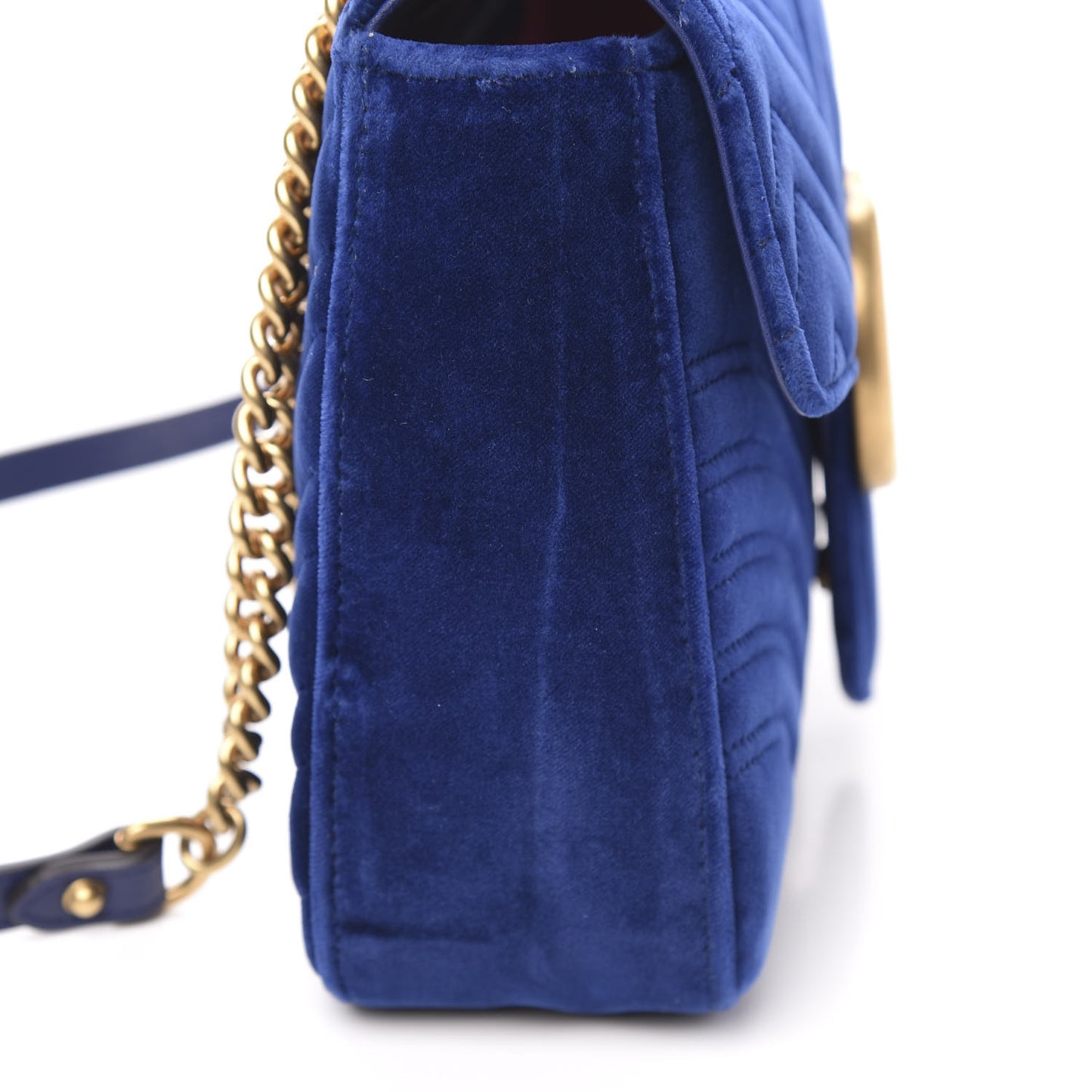 Velvet Matelasse Medium GG Marmont Shoulder Bag Cobalt Blue