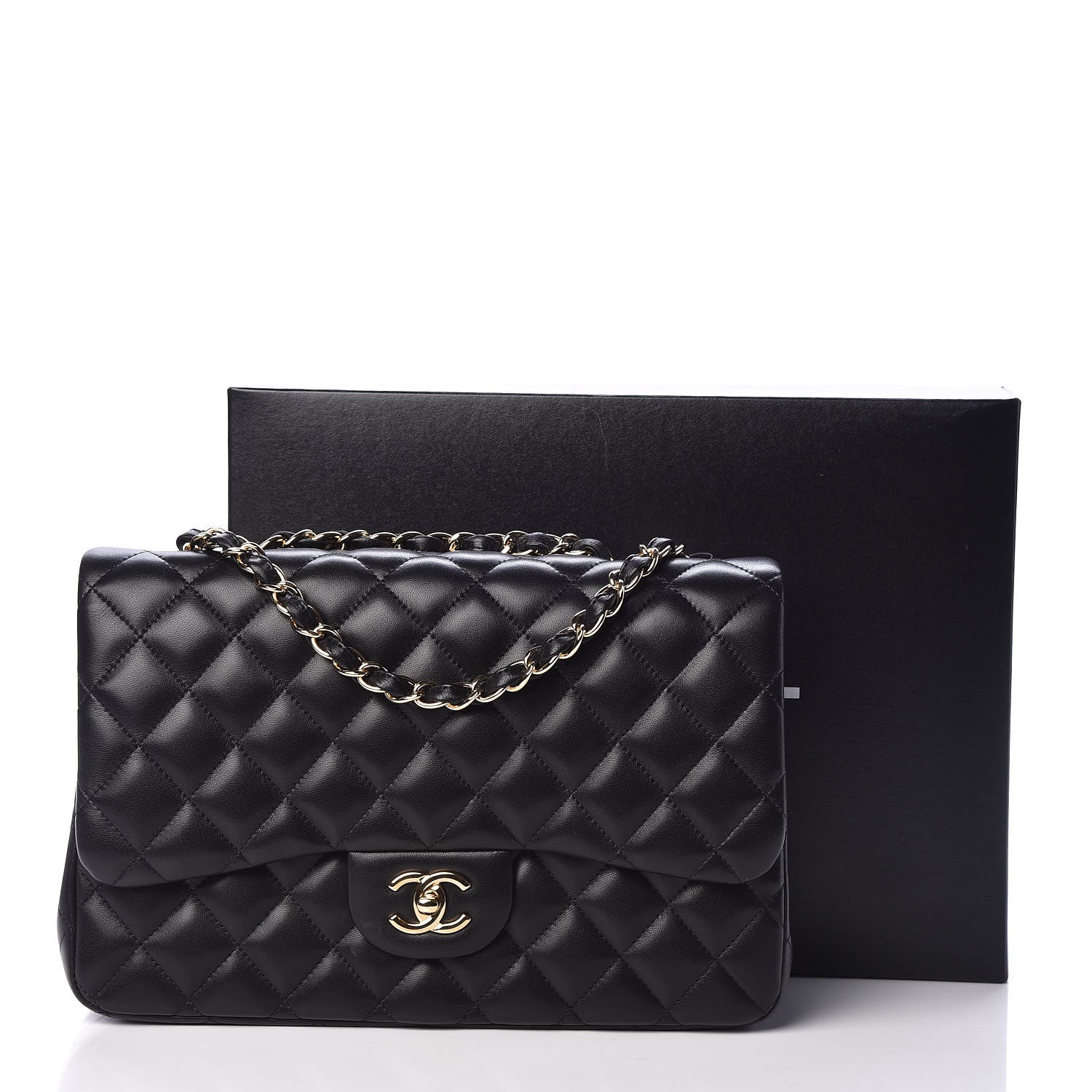Chanel Lambskin Quilted Jumbo Single Flap Black 12 of 12