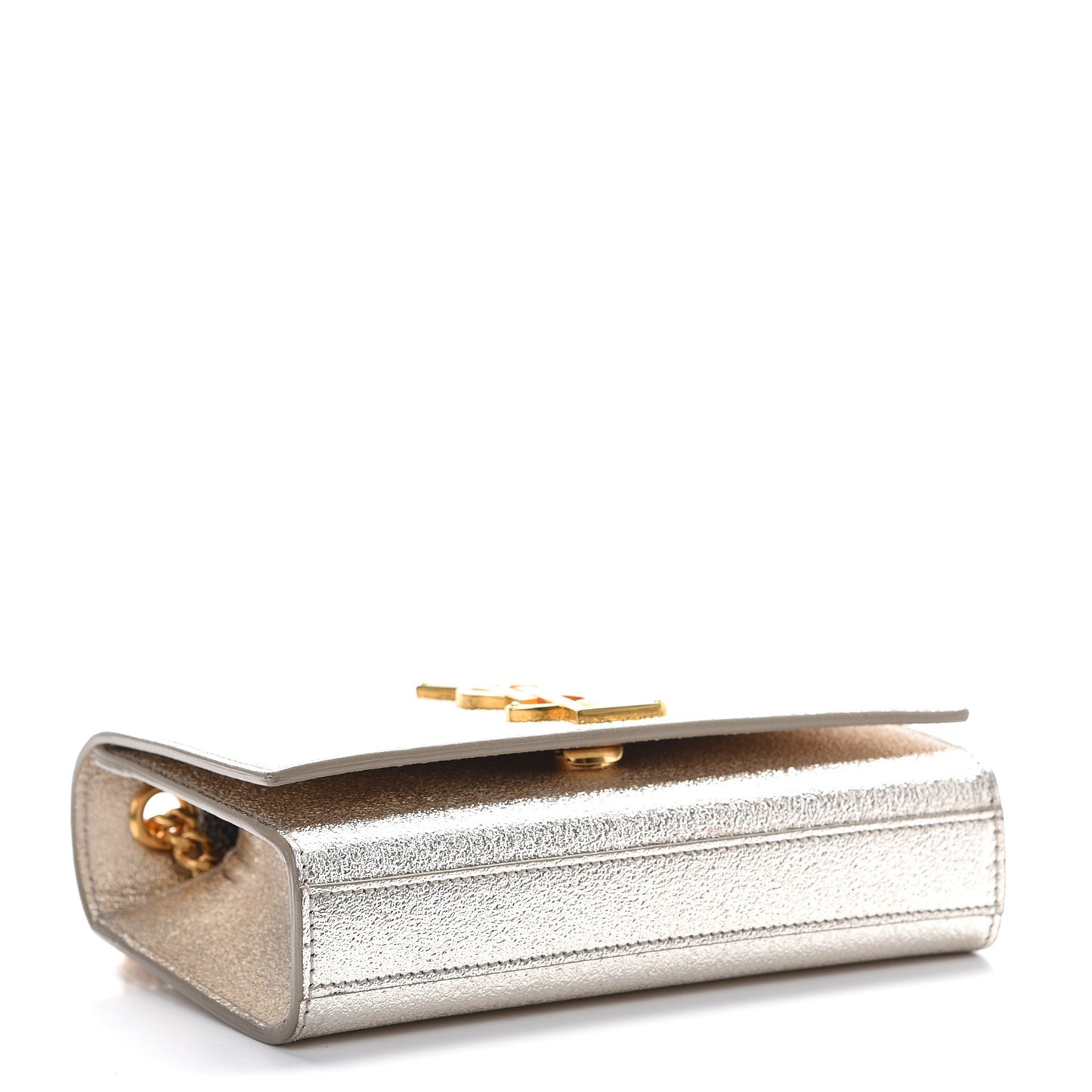 Metallic Calfskin Small Classic Monogram Kate Satchel Pale Gold