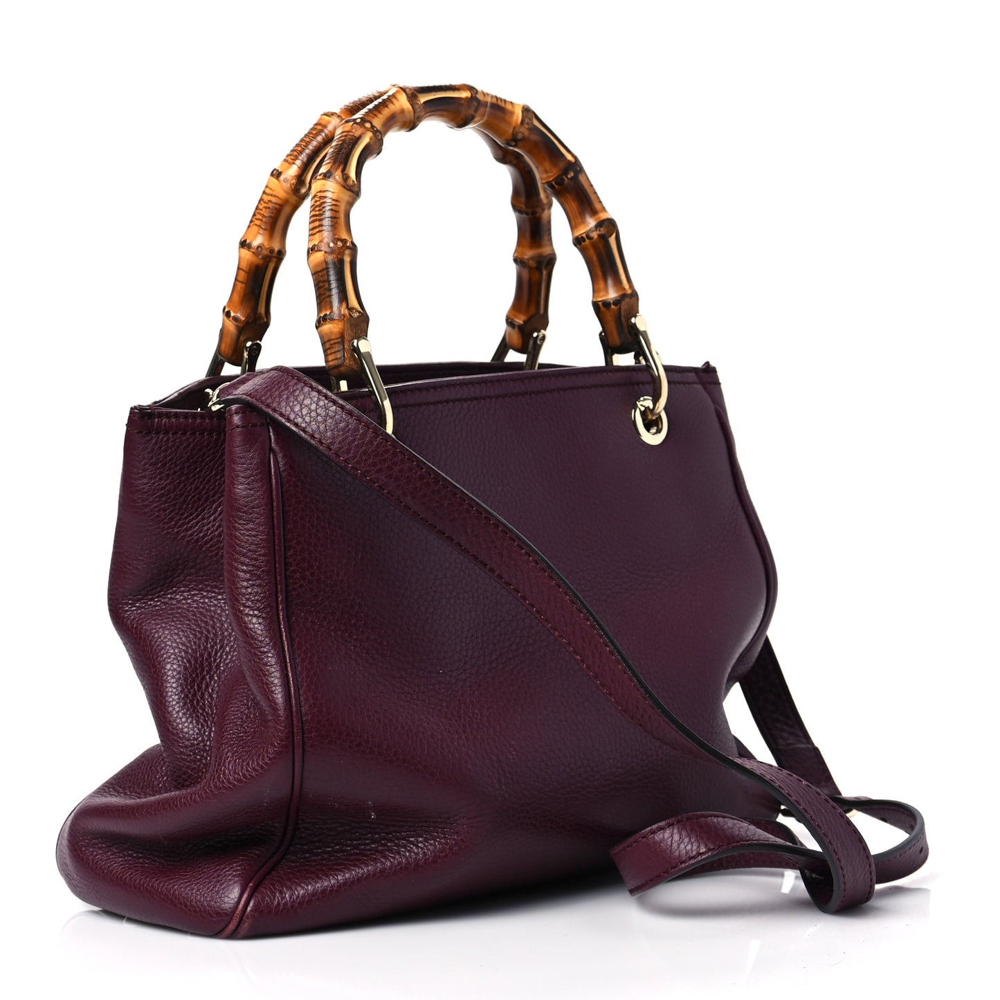 Calfskin Small Bamboo Shopper Tote Burgundy