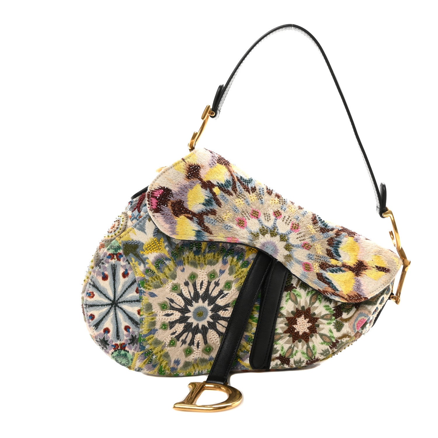 Christian Dior Canvas Embroidered Kaleidiorscopic Saddle Bag Multicolor 1 of 9