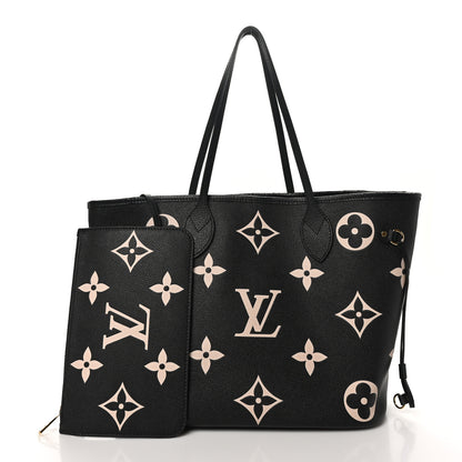 Louis Vuitton Empreinte Monogram Giant Neverfull MM Black Beige 3 of 10