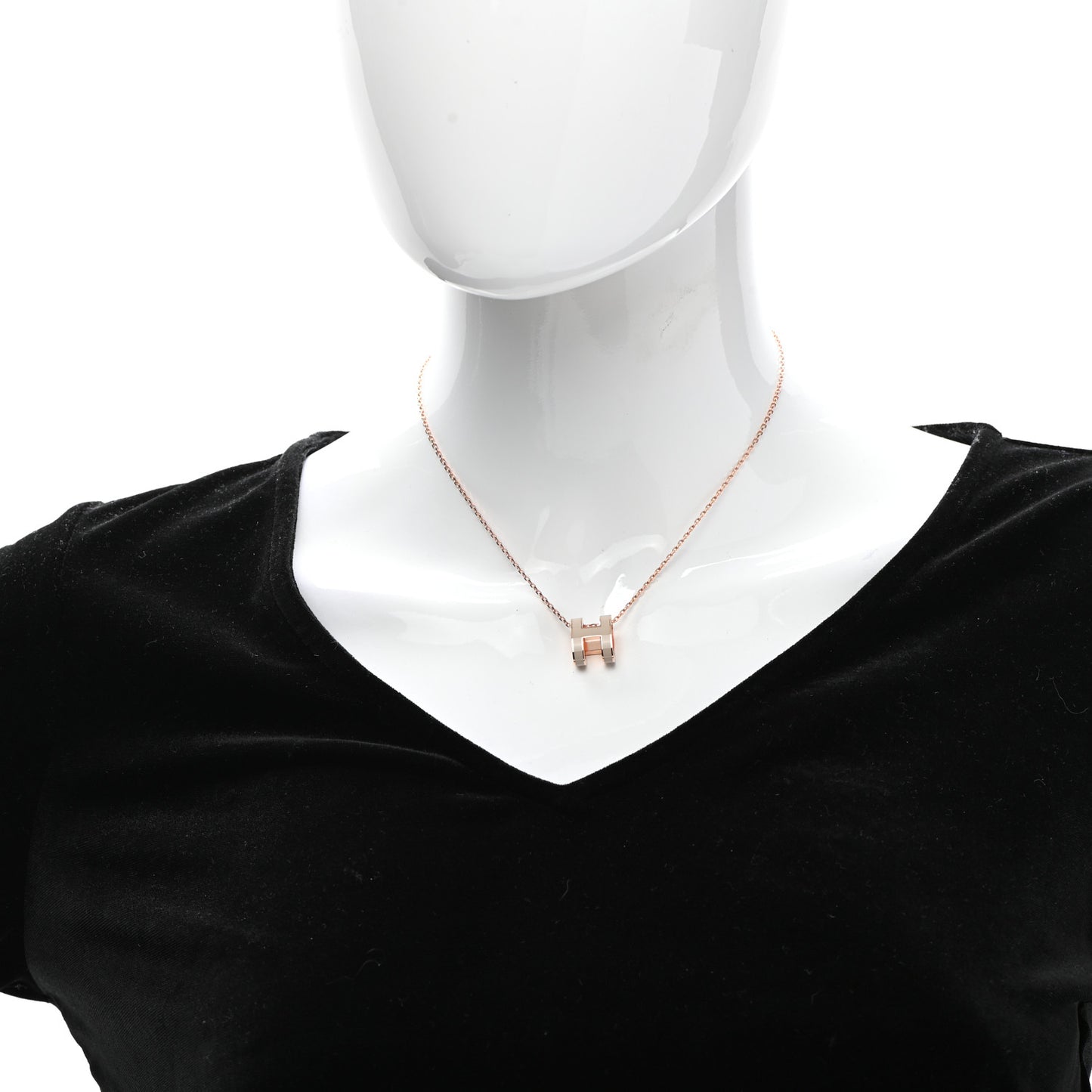 Lacquered Rose Gold Pop H Pendant Necklace Marron Glace