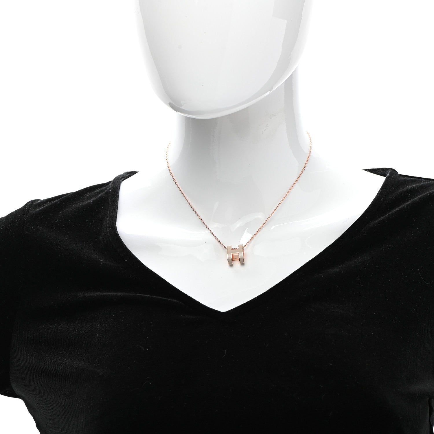 Hermes Lacquered Rose Gold Pop H Pendant Necklace Marron Glace 2 of 7
