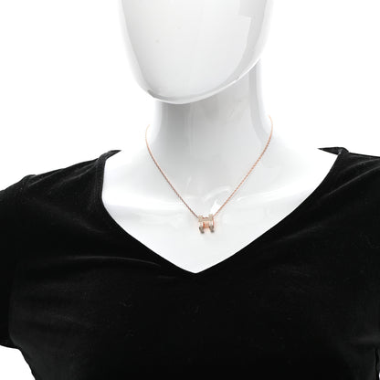 Hermes Lacquered Rose Gold Pop H Pendant Necklace Marron Glace 2 of 7