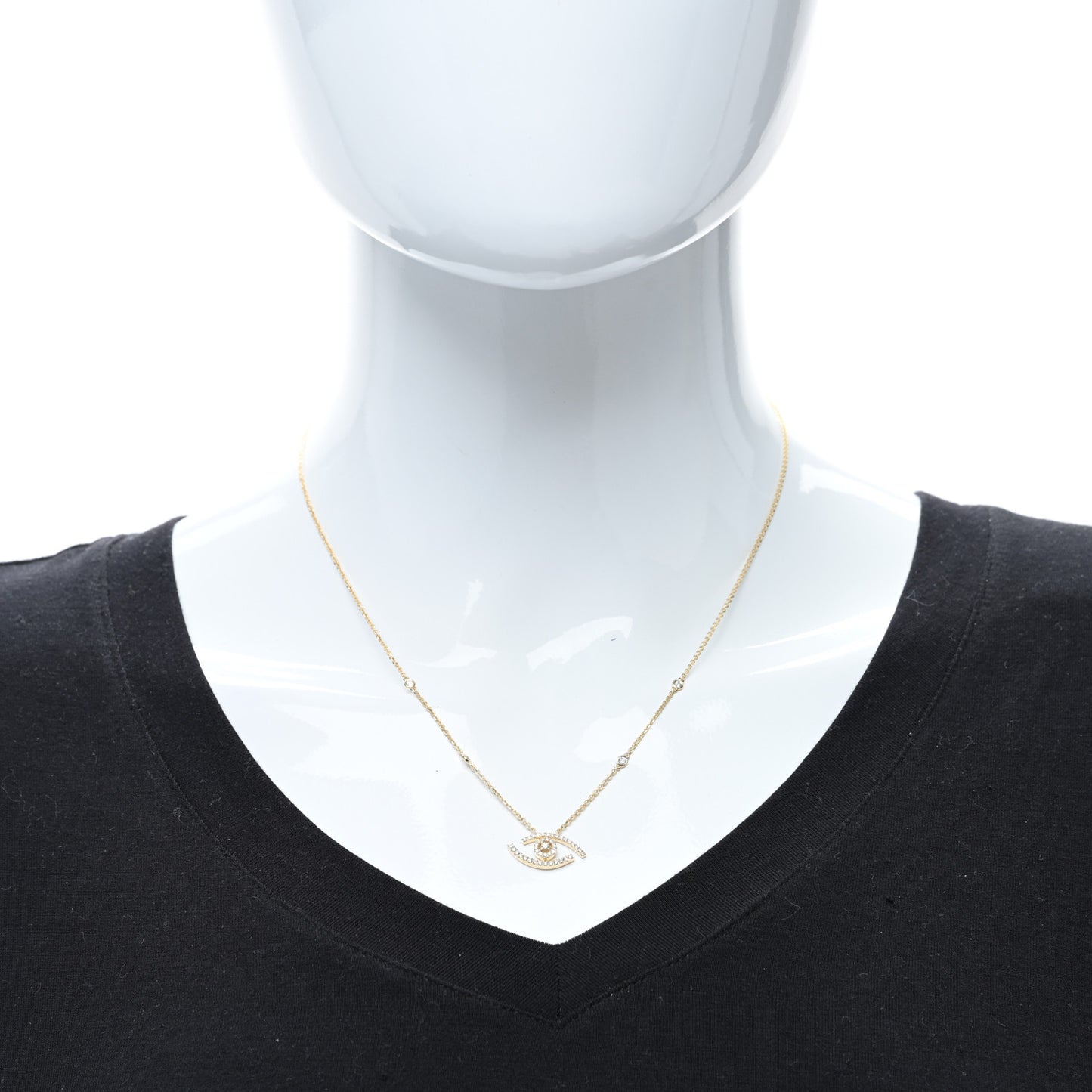 18K Yellow Gold Diamond Lucky Eye Pendant Necklace