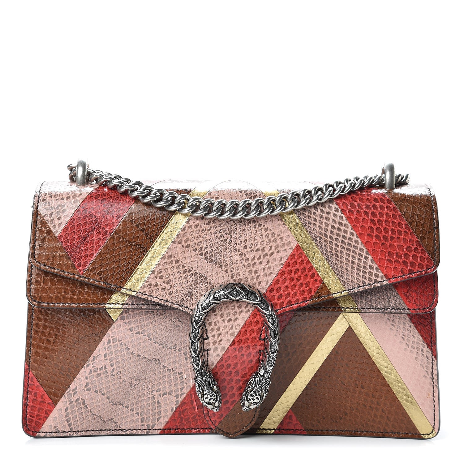 Gucci Ayers Snakeskin Chevron Small Dionysus Shoulder Bag Pink 1 of 12