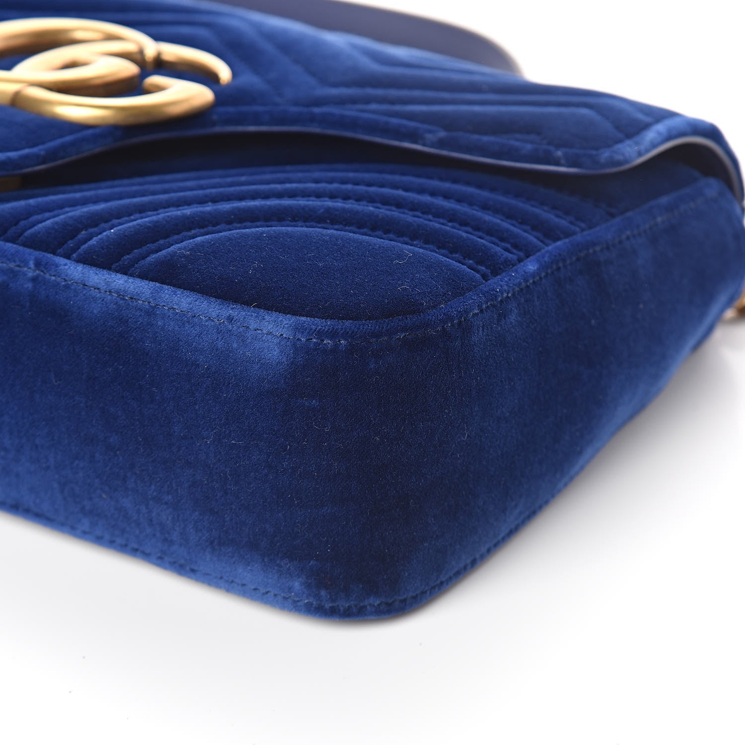 Gucci Velvet Matelasse Medium GG Marmont Shoulder Bag Cobalt Blue 8 of 8