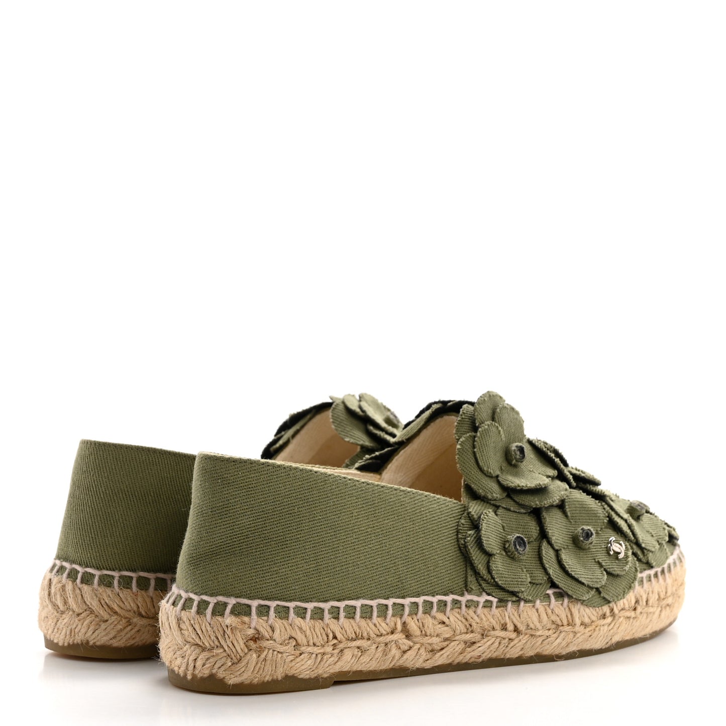 Fabric Camellia CC Espadrilles 36 Khaki