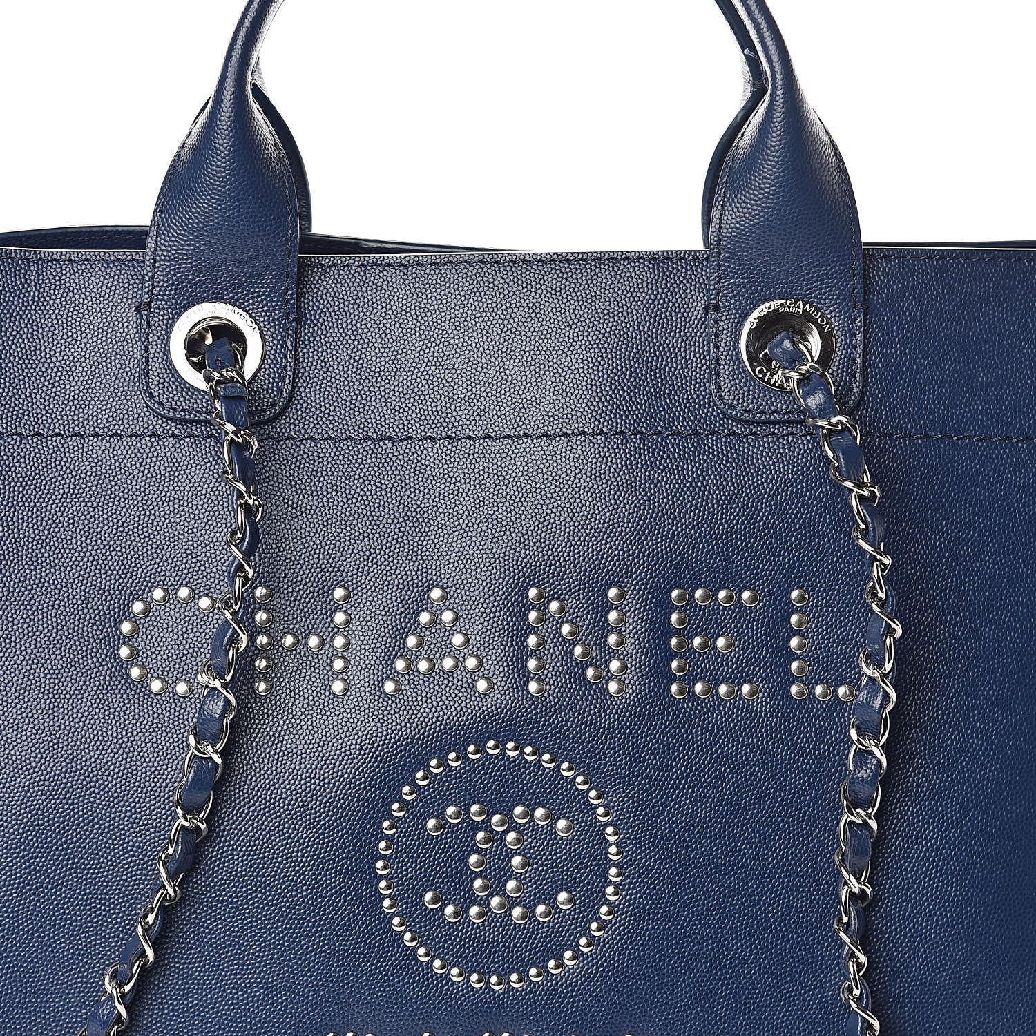 Chanel Caviar Large Studded Deauville Tote Navy 8 of 10