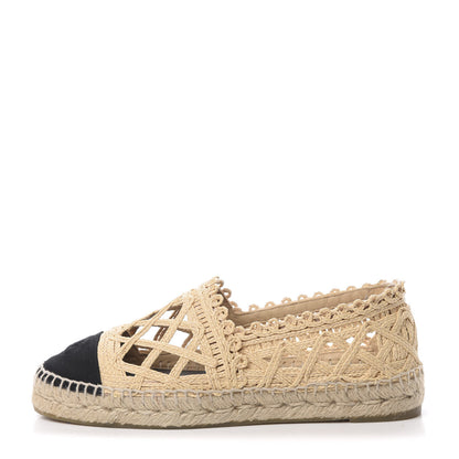 Chanel Raffia Fabric CC Espadrilles 38 Beige Black 1 of 10