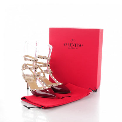 Valentino Garavani Patent Nappa Rockstud Ankle Strap 65mm Pumps 37.5 Crimson Poudre 7 of 7