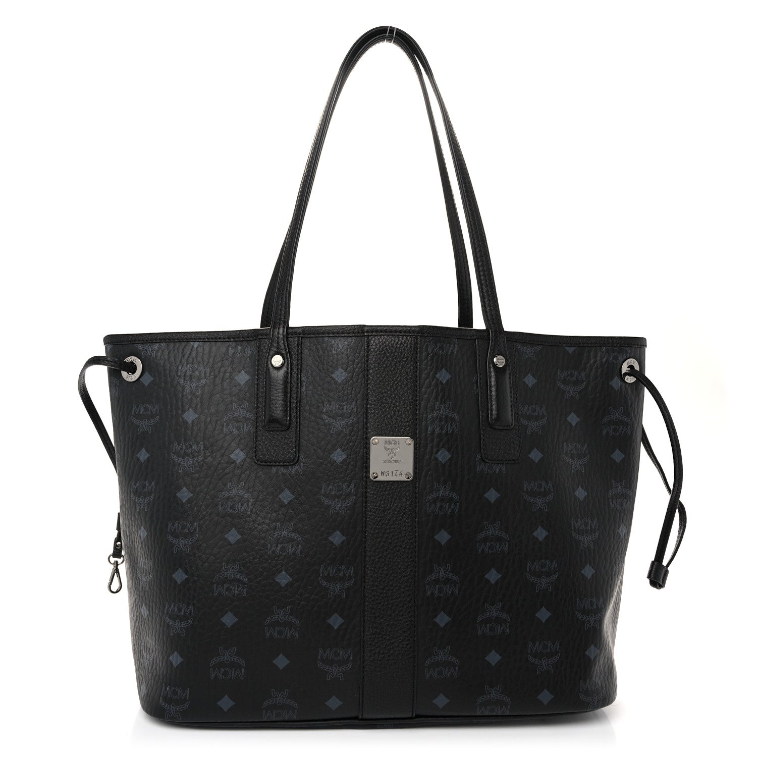 MCM Grained Calfskin Visetos Medium Liz Reversible Shopper Tote Black 1 of 14