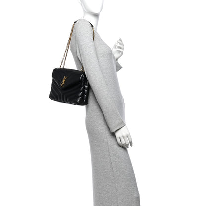 Saint Laurent Calfskin Y Quilted Monogram Small Loulou Chain Satchel Black 3 of 12