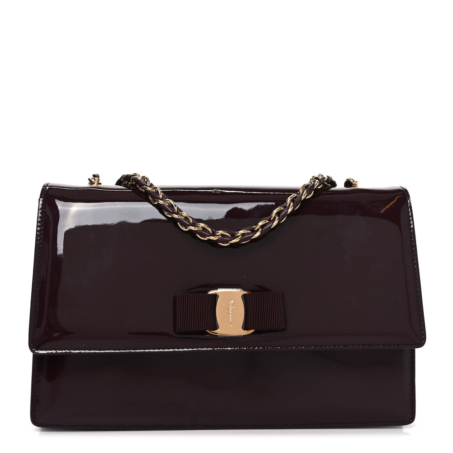 Patent Ginny Vara Bow Shoulder Bag Rouge Black