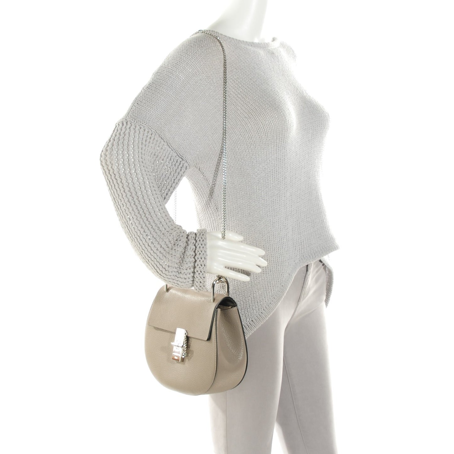 Grained Lambskin Drew Shoulder Bag Motty Grey