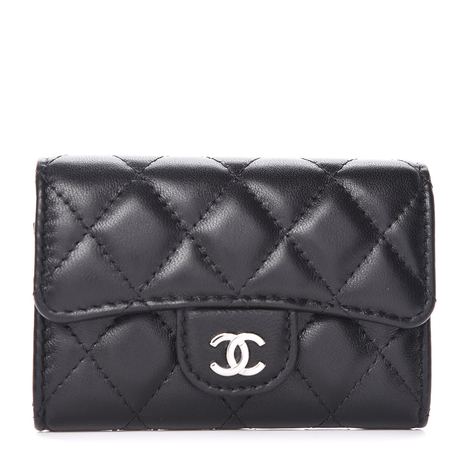 Chanel Lambskin Quilted Flap Card Holder Black 1 of 9