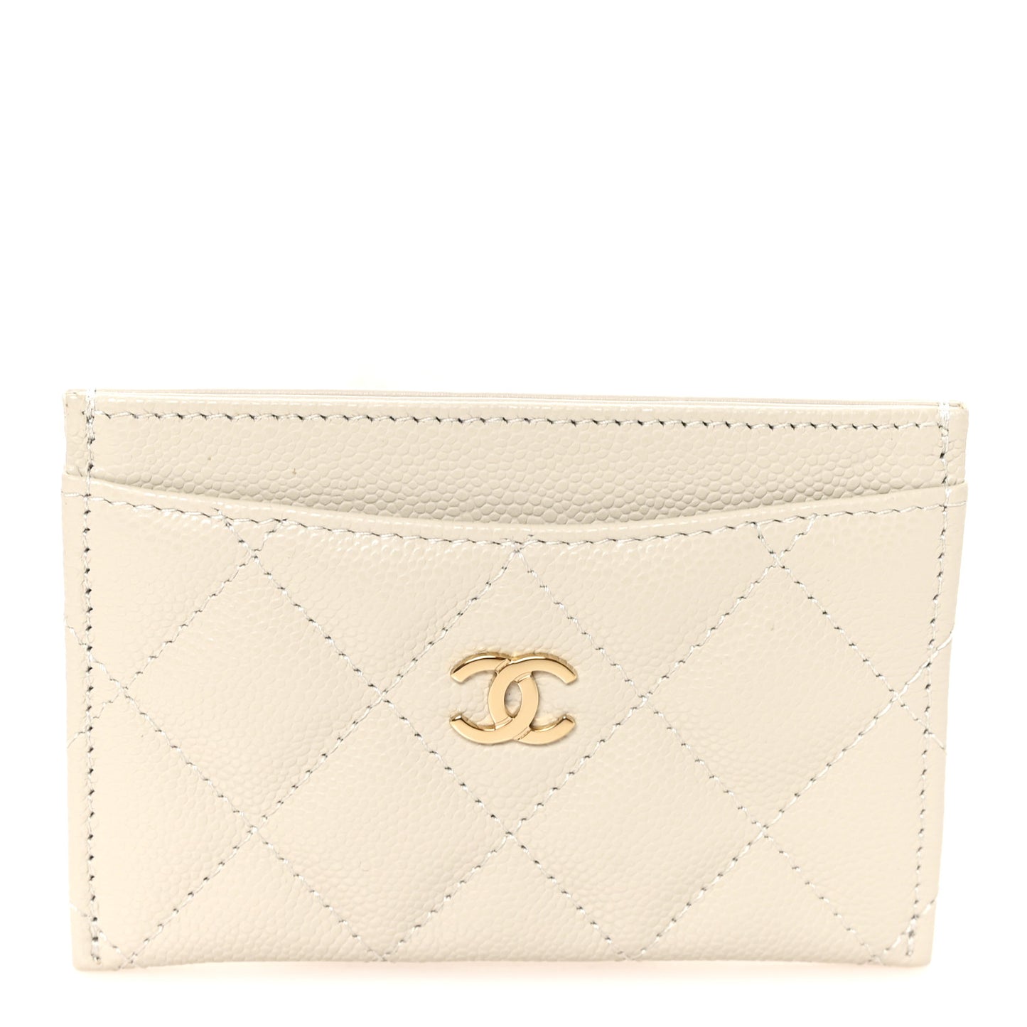 Caviar Quilted Card Holder Grey
