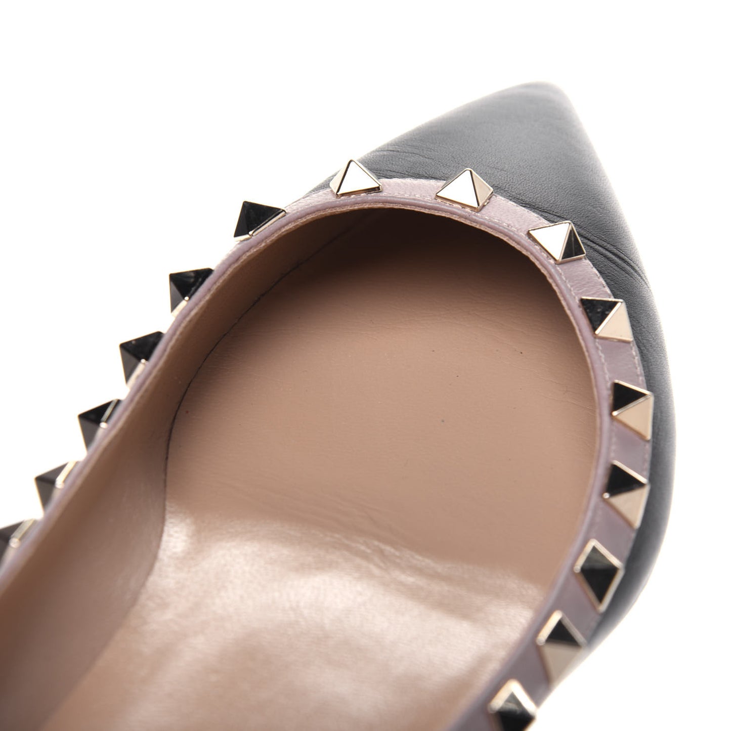 Calfskin Nappa Rockstud Ballerina Flats 37.5 Black Poudre