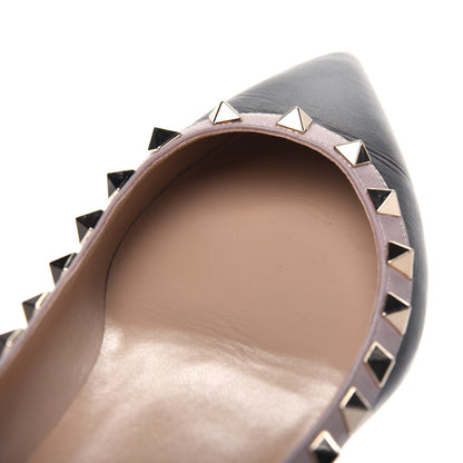 Valentino Garavani Calfskin Nappa Rockstud Ballerina Flats 37.5 Black Poudre 8 of 12