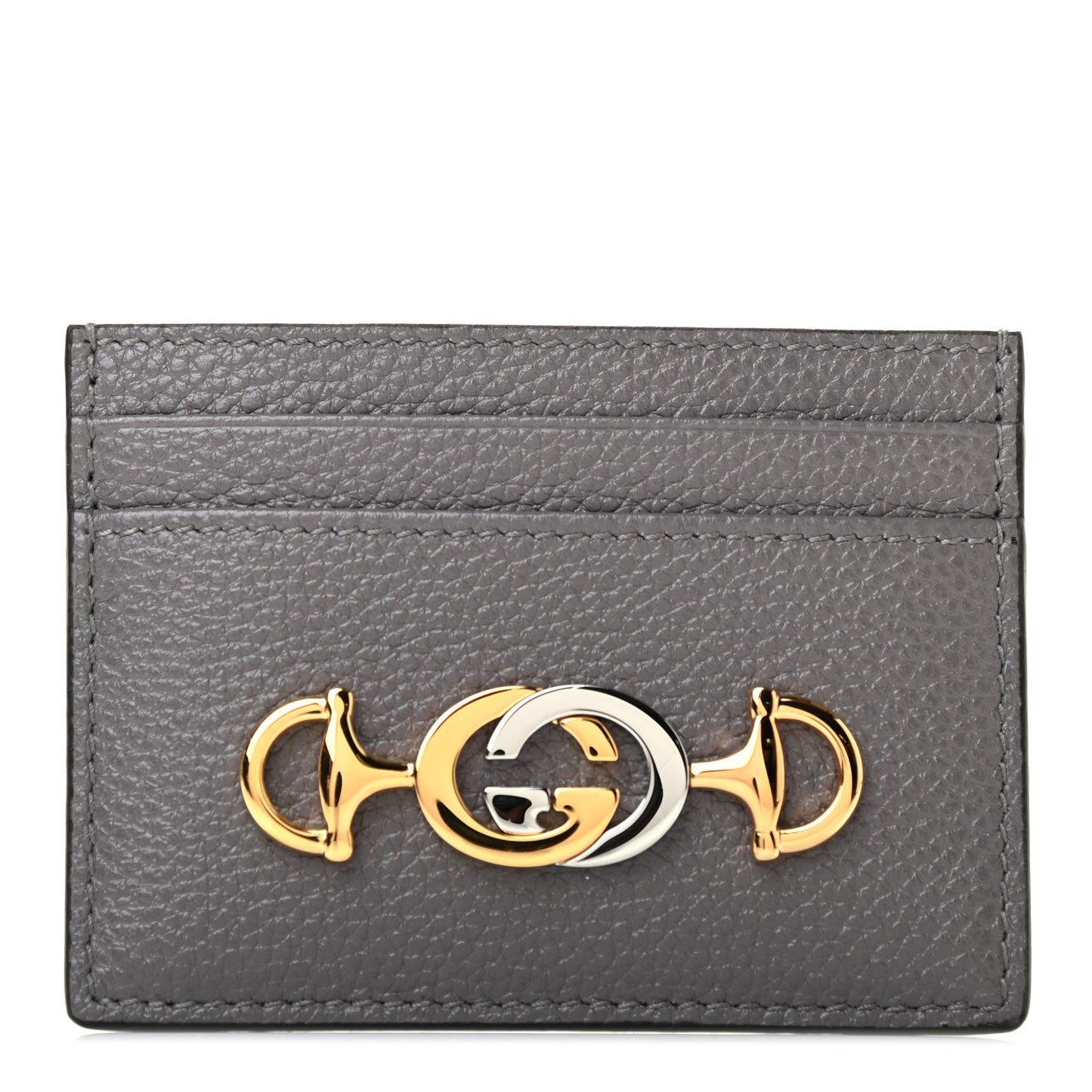 Grainy Calfskin Zumi Card Holder Dusty Grey