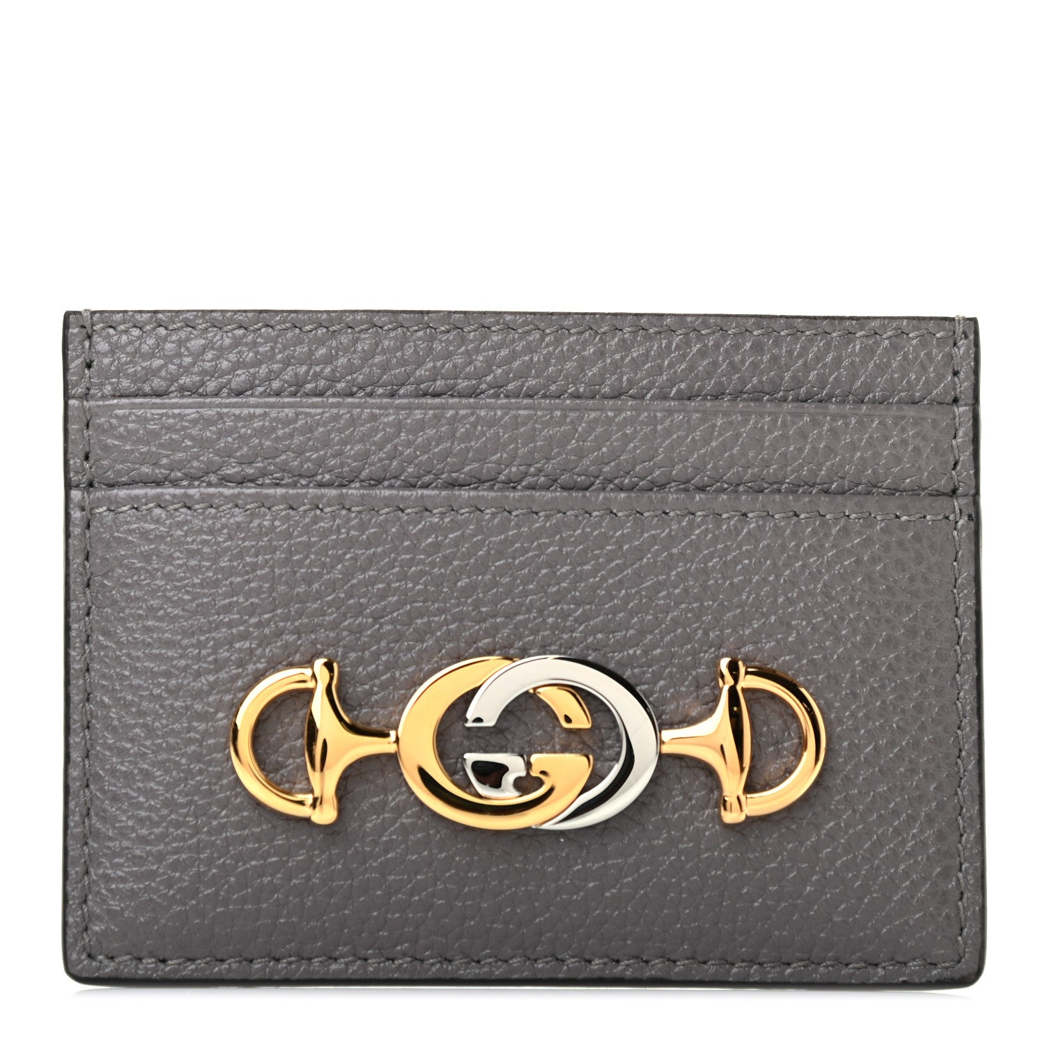 Gucci Grainy Calfskin Zumi Card Holder Dusty Grey 1 of 6