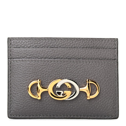 Gucci Grainy Calfskin Zumi Card Holder Dusty Grey 1 of 6
