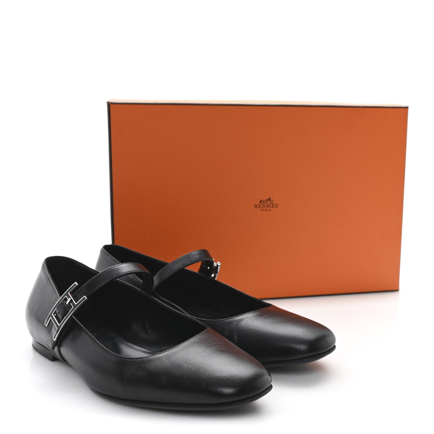 Hermes Goatskin Jane Ballet Flats 36.5 Black 10 of 10