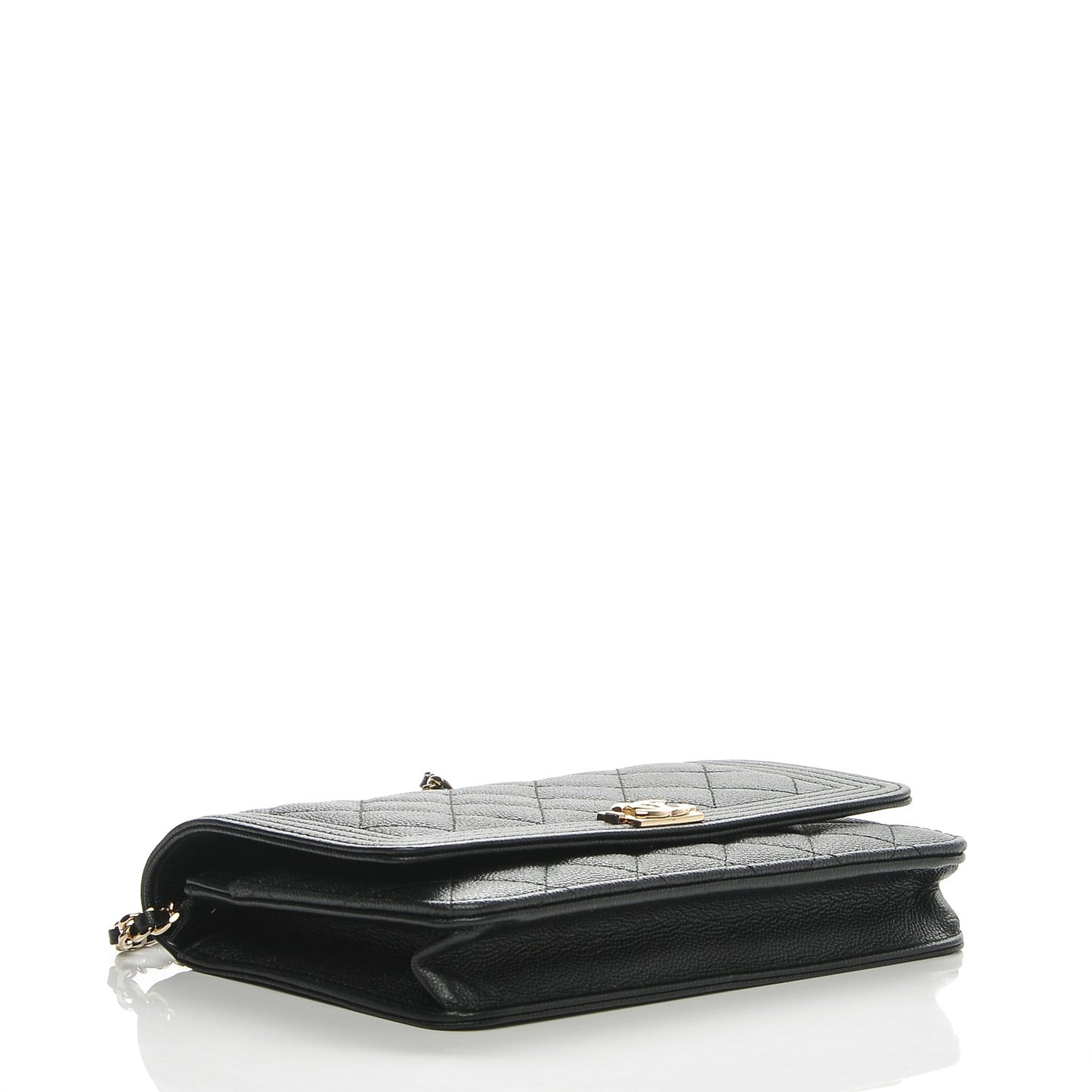 Caviar Quilted Boy Wallet On Chain WOC Black