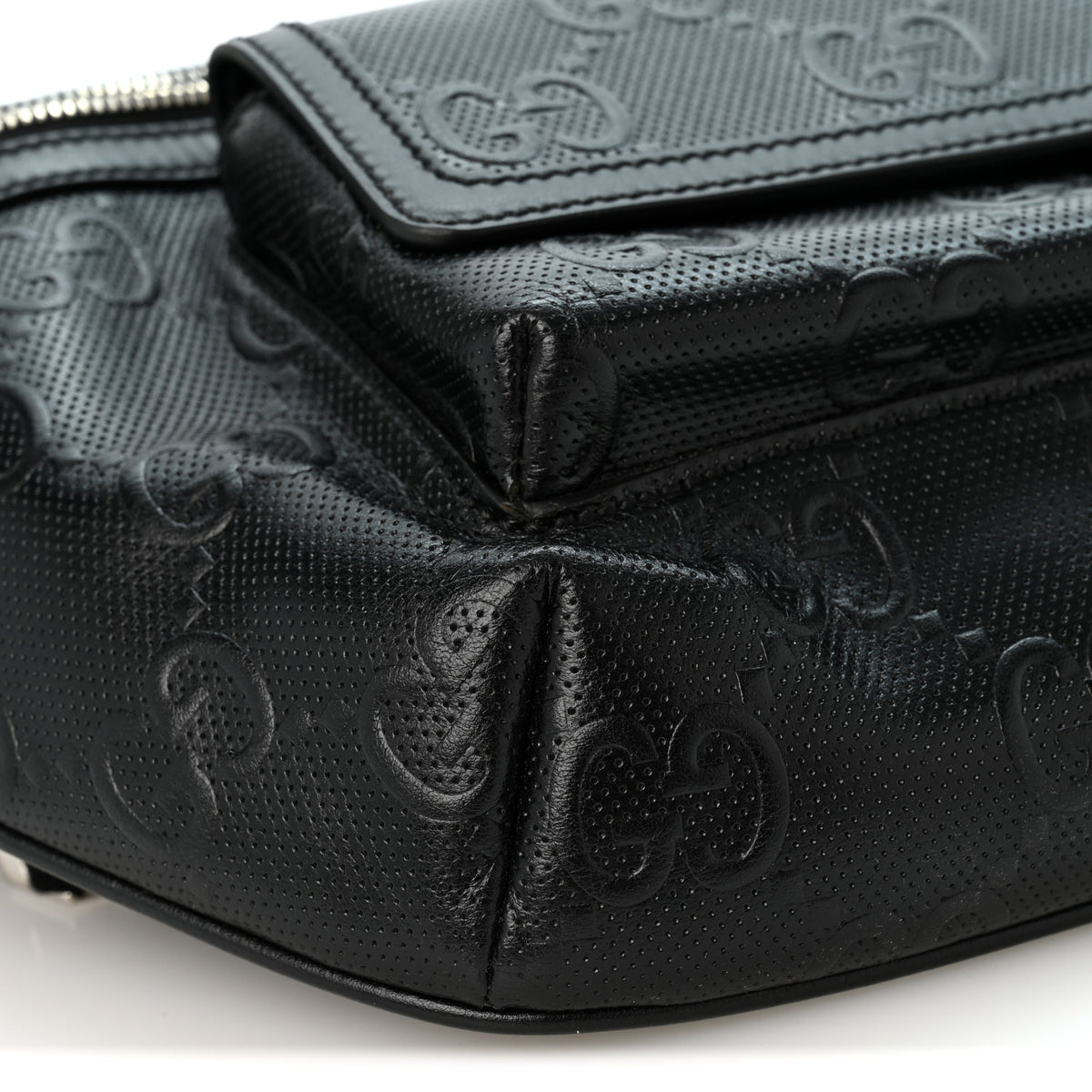 Calfskin GG Tennis Embossed Pocket Belt Bag Black