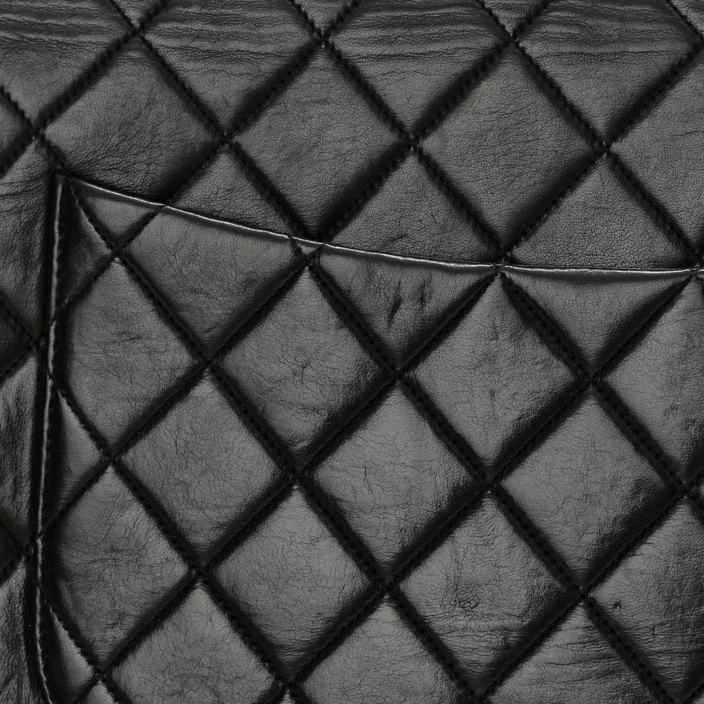 Lambskin Quilted Jumbo Single Flap Black