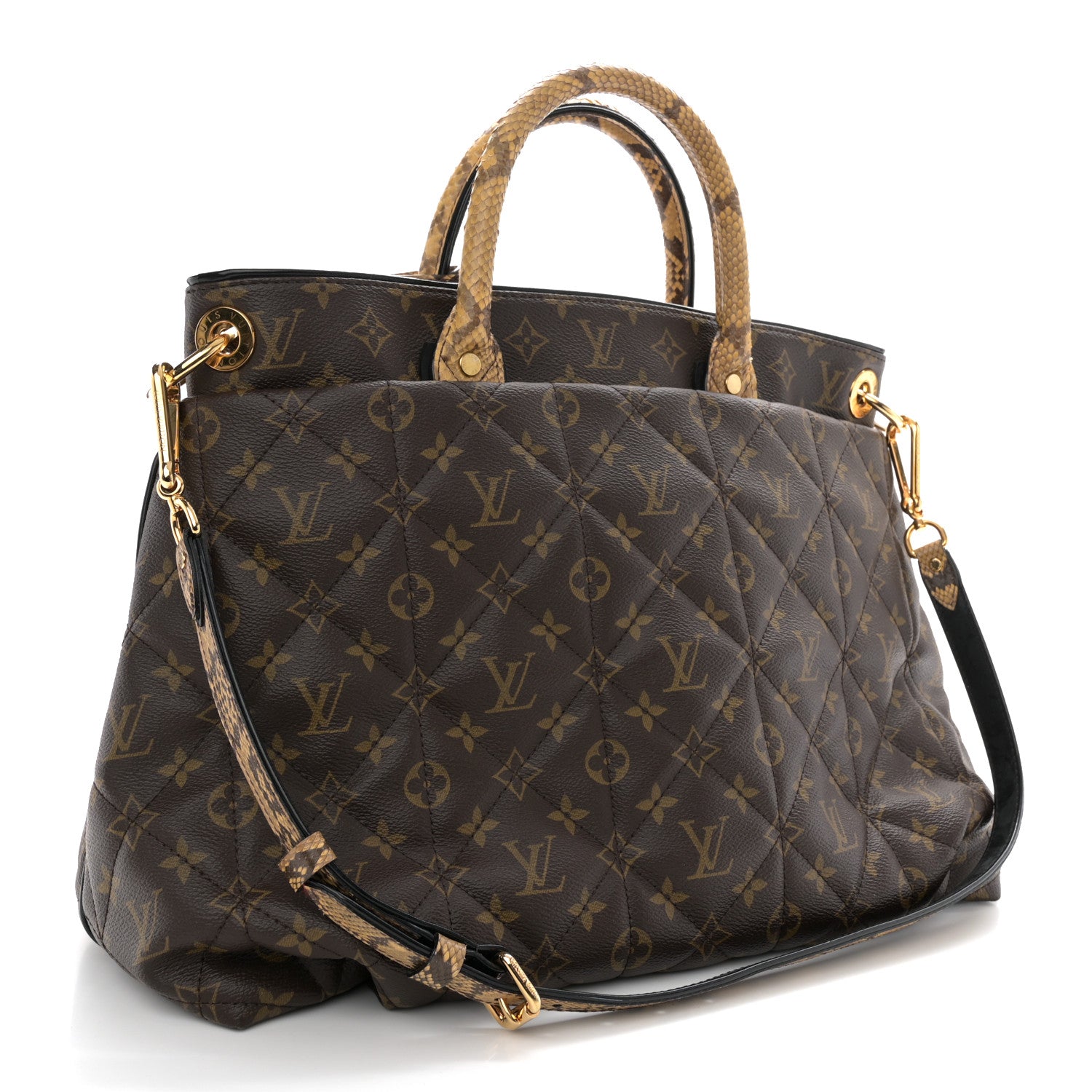 Louis Vuitton Monogram Python Ostrich Etoile Exotique GM Miel 3 of 11