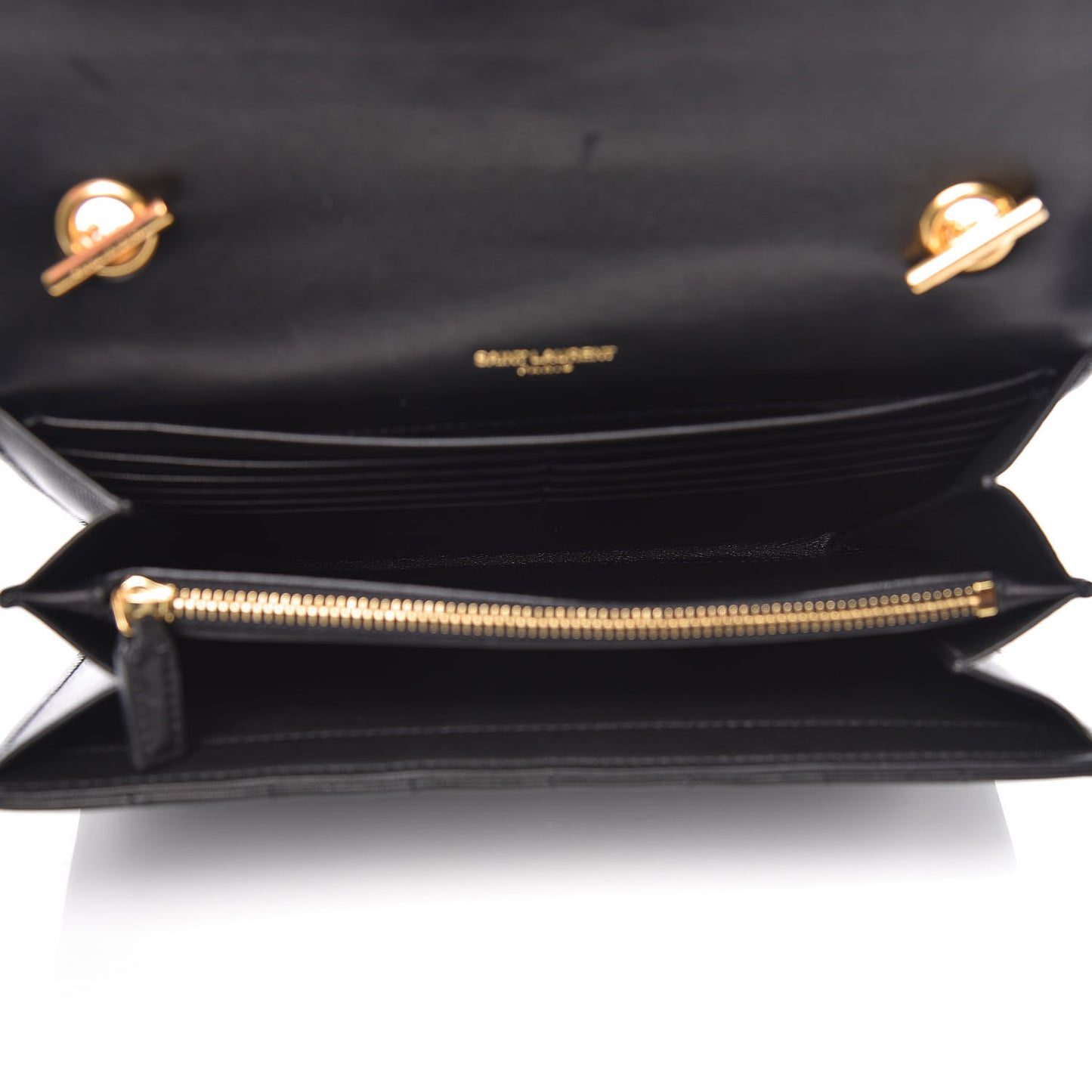 Lambskin Matelasse Monogram Vicky Chain Wallet Black