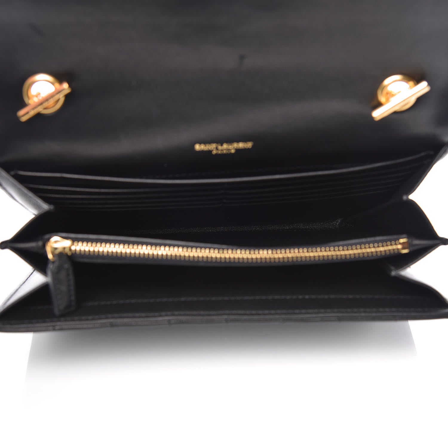 Saint Laurent Lambskin Matelasse Monogram Vicky Chain Wallet Black 5 of 15