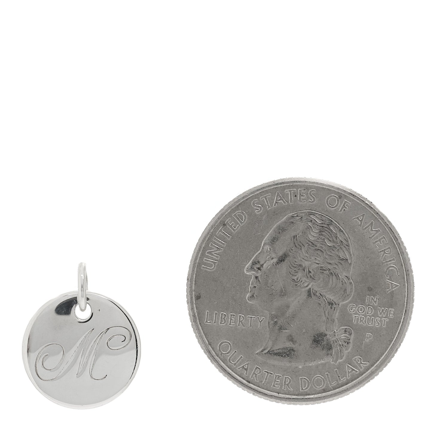 Sterling Silver Letter M Round Pendant