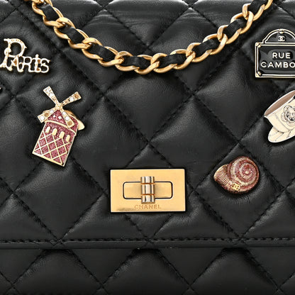 Chanel Aged Calfskin Quilted Lucky Charms 2.55 Reissue Wallet On Chain WOC Black 8 of 15