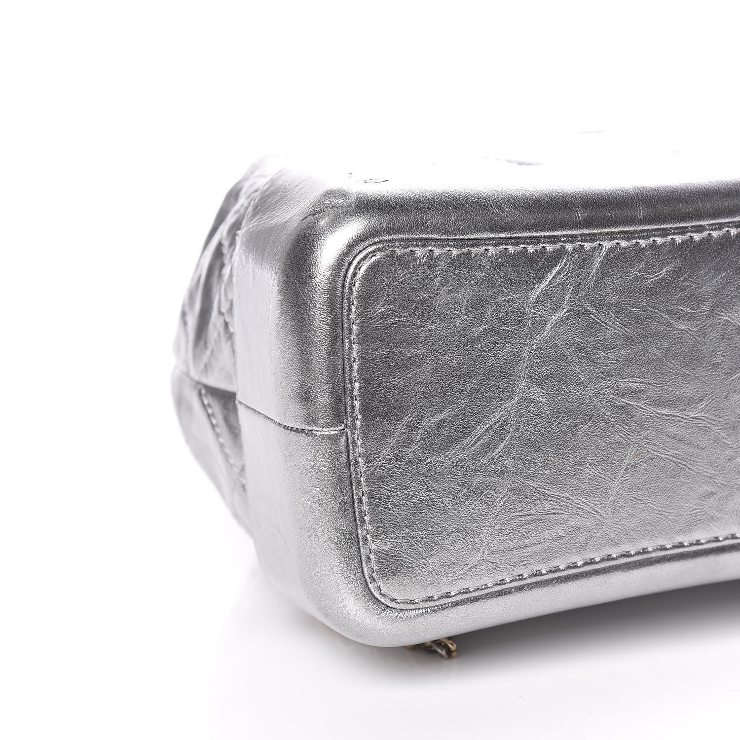 Chanel Metallic Crumpled Calfskin Quilted Gabrielle Backpack Silver 9 of 17