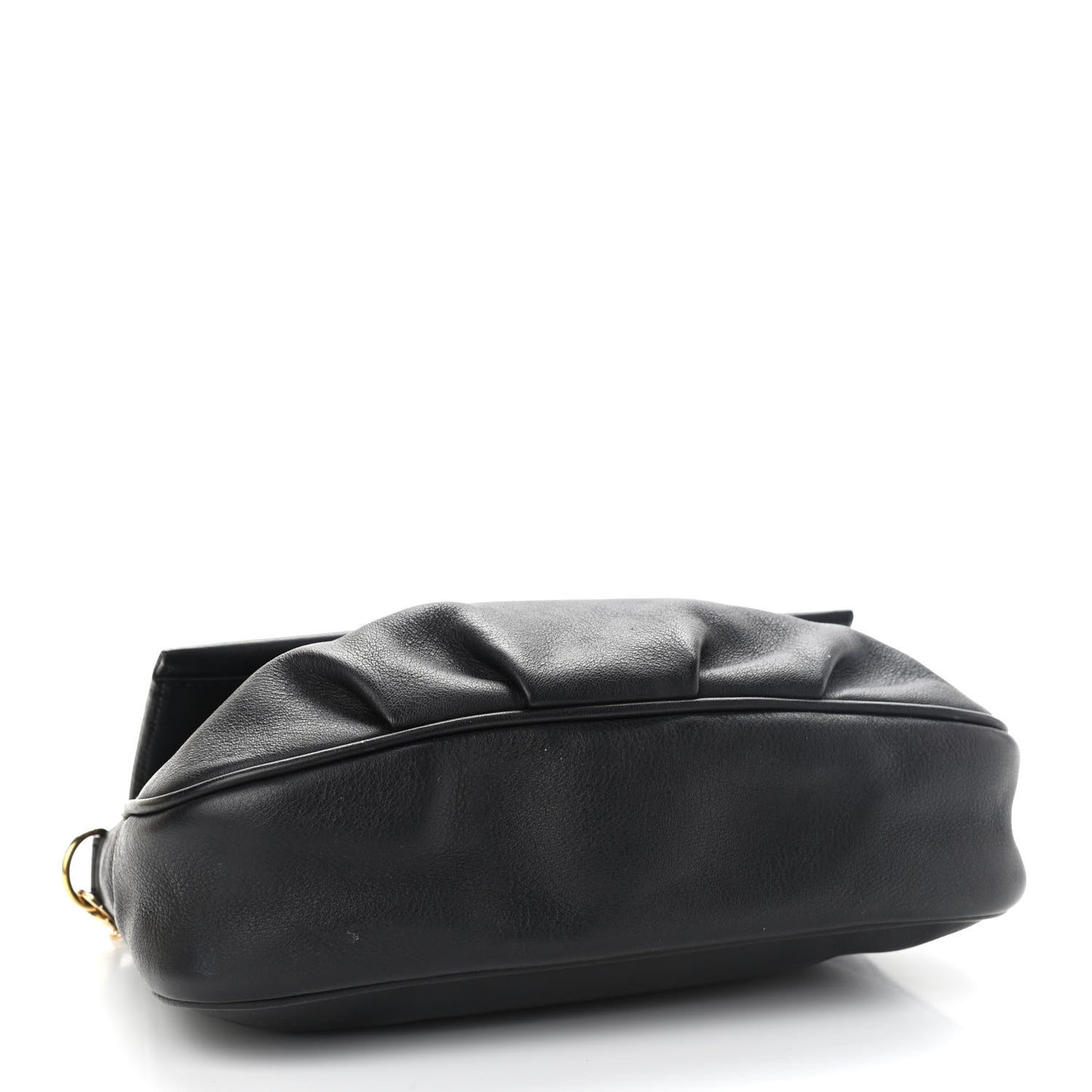 Vitello Flamingo Enamel Fendista Pouchette Crossbody Black