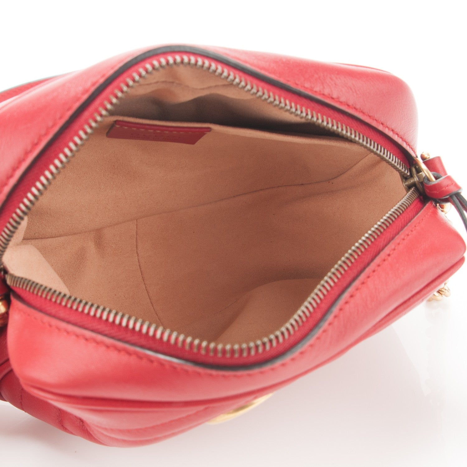 Gucci Calfskin Matelasse Mini GG Marmont Chain Shoulder Bag Hibiscus Red 5 of 7