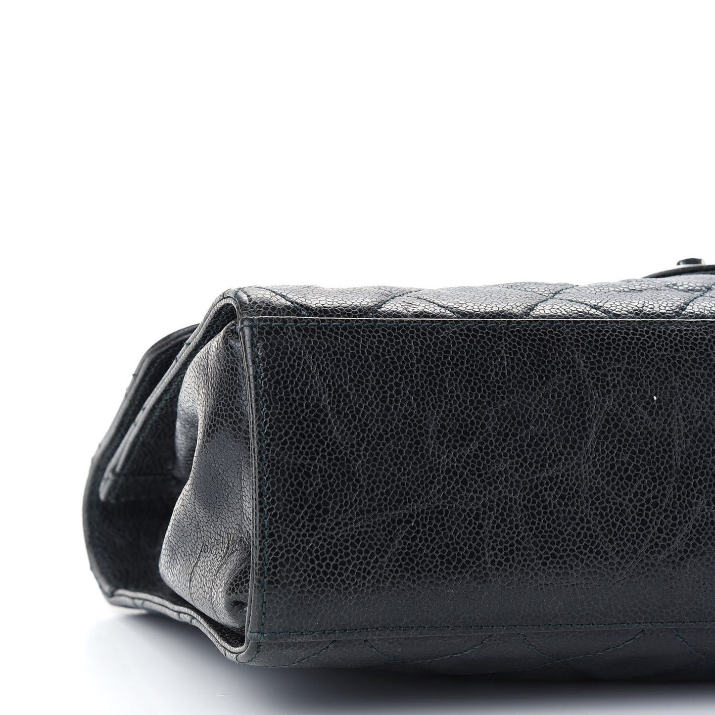 Crumpled Grained Calfskin Jumbo CC Crave Flap Black