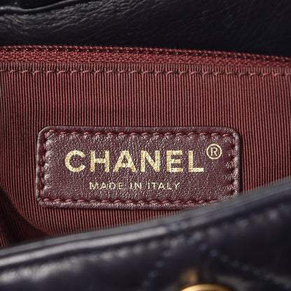 Chanel Calfskin Quilted Large Gold Bar Top Handle Tote Dark Navy Blue 7 of 9