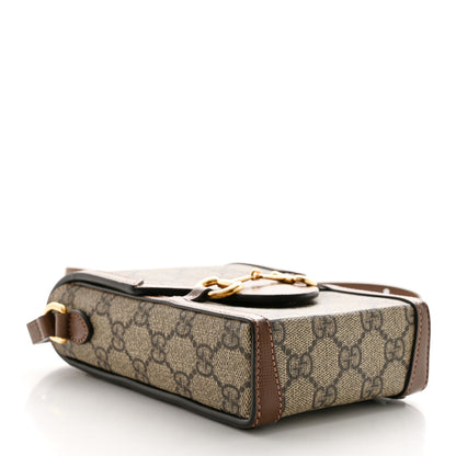 Gucci GG Supreme Monogram Mini Horsebit 1955 Crossbody Bag Beige Brown Sugar 4 of 10